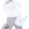 Petit Villain Wit/Grijs '50% Mama+ 50% Papa = Ikke' 5-delige Babyset