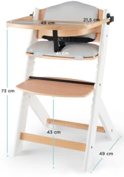 Kinderkraft Enock Wit/Naturel Houten Kinderstoel Met Zitverkleiner KHENOC0PWHT0000 -Kleintje Wereld Kinderkraft Enock White Kinderstoel met Zitverkleiner KHENOC0PWHT0000 7