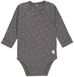LÄSSIG Lassig GOTS Spots Anthracite Maat 62/68 Lange Mouw Overslag Romper 1531010260-68