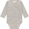 LÄSSIG Lassig GOTS Striped Grey/Anthracite Maat 62/68 Lange Mouw Overslag Romper 1531010259-68