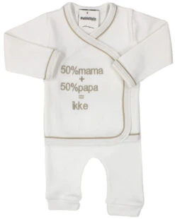 Petit Villain 50% Mama + 50% Papa = Ikke Ecru Maat 56 2-delige Set