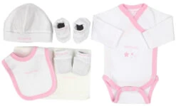 Petit Villain Welcome Baby Maat 56 Wit/Roze 6-delige Cadeauset
