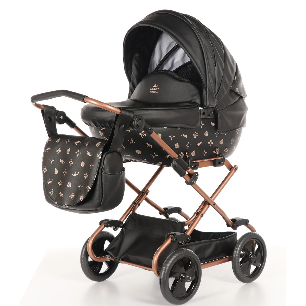 Tako Mini Imperial Black/Rose Poppen Kinderwagen Incl. Tas 04 4 Tako Mini Imperial Black/Rose Poppen Kinderwagen Incl. Tas 04 - Afbeelding 2
