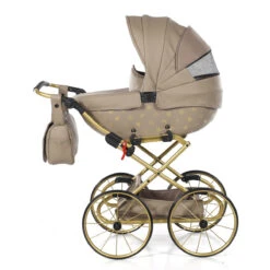 Tako Mini Imperial Vintage Beige/Gold Poppen Kinderwagen Incl. Tas 02 -Kleintje Wereld Tako Mini Imperial Vintage Beige Gold Poppen Kinderwagen incl. Tas 02 1