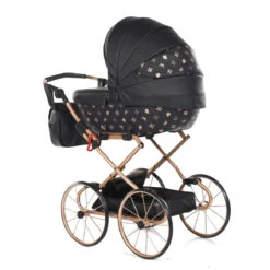 Tako Mini Imperial Vintage Black/Rose Poppen Kinderwagen Incl. Tas 04 -Kleintje Wereld Tako Mini Imperial Vintage Black Rose Poppen Kinderwagen incl. Tas 04 2