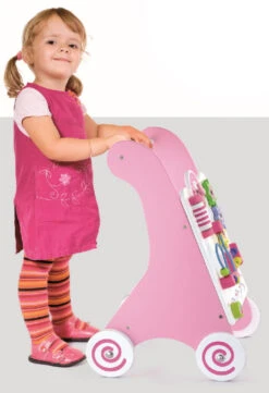 Viga Activity Walker Roze Houten Loopwagen 50178 -Kleintje Wereld Viga Activity Walker Roze Houten Loopwagen 50178 7