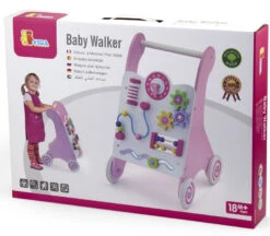 Viga Activity Walker Roze Houten Loopwagen 50178 -Kleintje Wereld Viga Activity Walker Roze Houten Loopwagen 50178 8