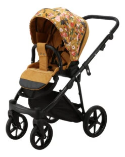 Adamex Porto Flowers Ochre 2-in-1 Kinderwagen FL-3 -Kleintje Wereld adamex porto flowers ochre 2 in 1 kinderwagen fl 3 2
