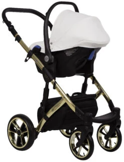 Baby Merc Faster 3 White/Gold Limited Edition Kinderwagen Incl. Autostoel L/190/ZE -Kleintje Wereld baby merc faster 3 white limited edition kinderwagen 3