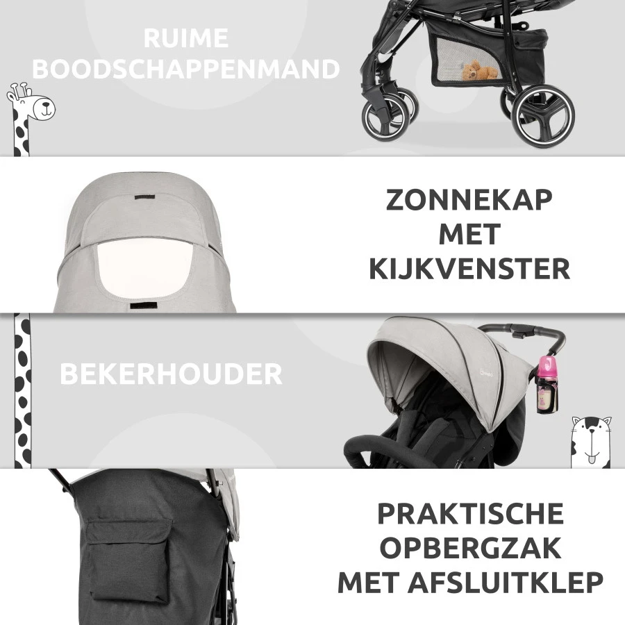 Babygo Basket Dark Grey Melange Wandelwagen Incl. Autostoel 64011 11 Babygo Basket Dark Grey Melange Wandelwagen Incl. Autostoel 64011 - Afbeelding 9