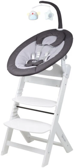 Babygo Homey Set Black/White Babyschommel En Kinderstoel 19014 -Kleintje Wereld babygo homey set dark greywhite babyschommel en kinderstoel 19014 2