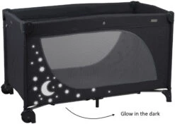 Babygo MoonStars Black Melange Campingbed 4803 -Kleintje Wereld babygo moonstars grey campingbed 5 1