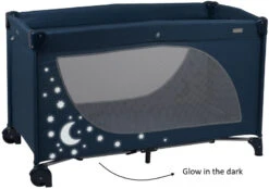 Babygo MoonStars Navy Melange Campingbed 4804 -Kleintje Wereld babygo moonstars navy campingbed 5