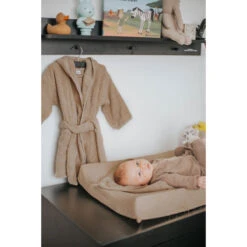 MamaLoes Badstof Stone Green 1-2jr Badjas ML5387 -Kleintje Wereld badstof nougat 01 15