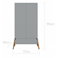 Bellamy Lotta Grey Babykamer: Ledikant/Juniorbed, Commode En 2-Deurskast -Kleintje Wereld bellamy lotta grey 2 deurskast loszsz2d 3 1