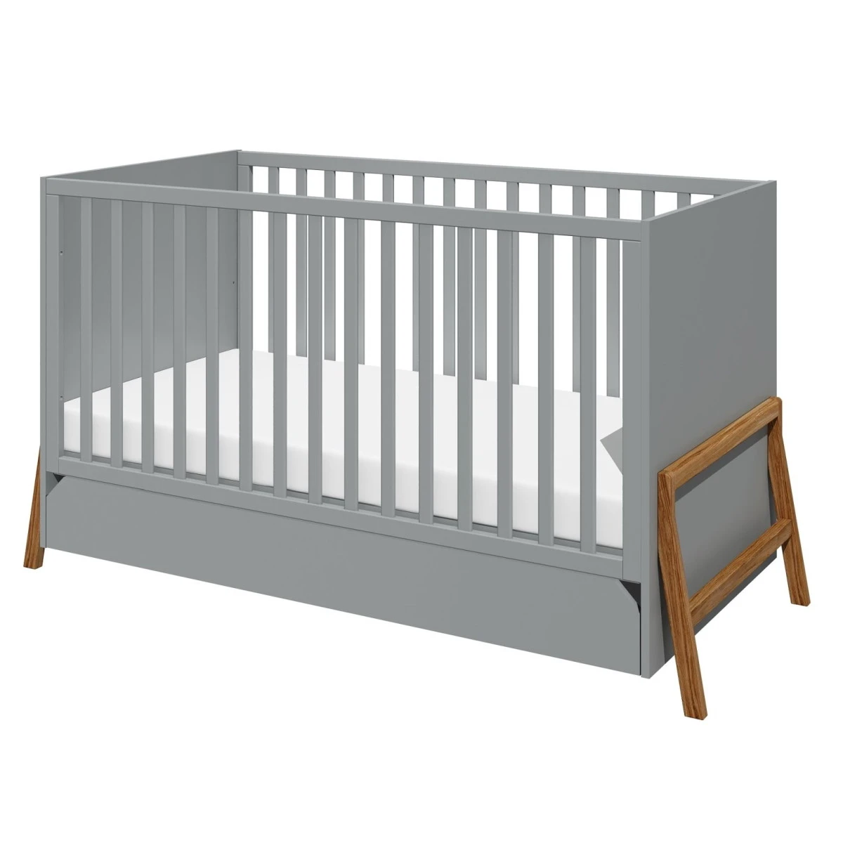 Bellamy Lotta Grey Babykamer: Ledikant/Juniorbed En Commode Met 6 Lades - Afbeelding 2