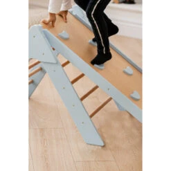 Luna Toys Blauw Houten Klimrek Met Glijbaan LU-36967 -Kleintje Wereld blue 6