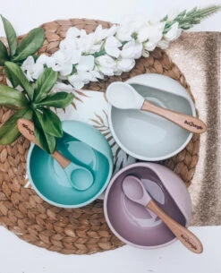 Bo Jungle B-Suction Bowl Grijs Kommetje Met Lepel B500600 -Kleintje Wereld bo jungle b suction bowl 12