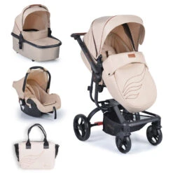 Cangaroo Ellada Beige 3-in-1 Combi Kinderwagen Incl. Autostoel -Kleintje Wereld cangaroo ellada beige 3 in 1 kinderwagen incl. autostoel 17