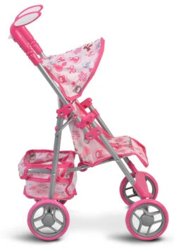 Cangaroo Flower Garden Pink Poppenbuggy -Kleintje Wereld cangaroo flower garden pink poppenbuggy 2