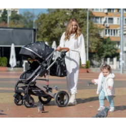 Cangaroo Gala Steel Grey 3-in-1 Combi Kinderwagen Incl. Autostoel -Kleintje Wereld cangaroo gala black leather 3 in 1 combi kinderwagen incl. autostoel 7
