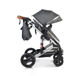 Cangaroo Gala Steel Grey 3-in-1 Combi Kinderwagen Incl. Autostoel -Kleintje Wereld cangaroo gala black leather 3 in 1 combi kinderwagen incl autostoel 10