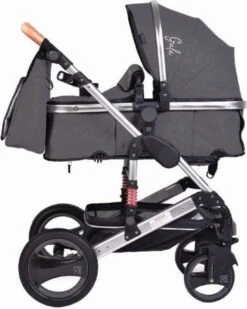 Cangaroo Gala Steel Grey 3-in-1 Combi Kinderwagen Incl. Autostoel -Kleintje Wereld cangaroo gala black leather 3 in 1 combi kinderwagen incl autostoel 14