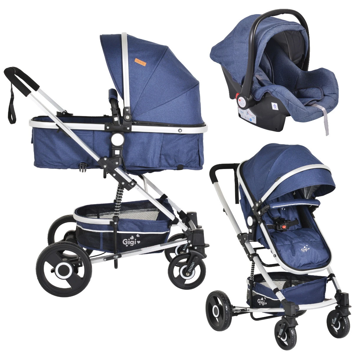 Cangaroo Gigi Denim 3-in-1 Combi Kinderwagen Incl. Autostoel 3 Cangaroo Gigi Denim 3-in-1 Combi Kinderwagen Incl. Autostoel