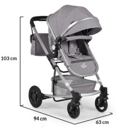 Cangaroo Gigi Light Grey 3-in-1 Combi Kinderwagen Incl. Autostoel -Kleintje Wereld cangaroo gigi light grey 3 in 1 combi kinderwagen 16