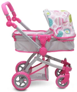 Cangaroo Pink Rose Poppen Kinderwagen 9651B -Kleintje Wereld cangaroo pink rose poppen kinderwagen 9651b 3