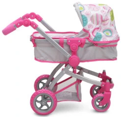 Cangaroo Pink Rose Poppen Kinderwagen 9651B -Kleintje Wereld cangaroo pink rose poppen kinderwagen 9651b 4