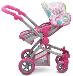 Cangaroo Pink Rose Poppen Kinderwagen 9651B -Kleintje Wereld cangaroo pink rose poppen kinderwagen 9651b 8
