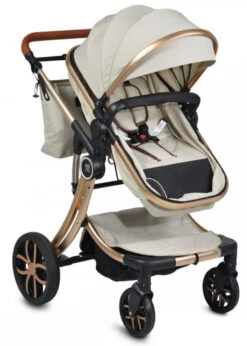 Cangaroo Polly Beige 3-in-1 Combi Kinderwagen Incl. Autostoel -Kleintje Wereld cangaroo polly beige 3 in 1 combi kinderwagen incl. autostoel 2