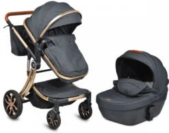 Cangaroo Polly Black 3-in-1 Combi Kinderwagen Incl. Autostoel -Kleintje Wereld cangaroo polly black 3 in 1 combi kinderwagen incl. autostoel 2