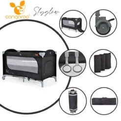Cangaroo Skyglow 2 Black Campingbed Incl. Bodemverhoger -Kleintje Wereld cangaroo skyglow 2 black campingbed 10