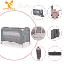 Cangaroo Skyglow 2 Pink Campingbed Incl. Bodemverhoger -Kleintje Wereld cangaroo skyglow 2 pink campingbed 10