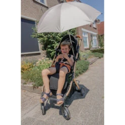 Ding Donkergrijs UV Buggy Parasol DI-252427 -Kleintje Wereld di 252426 8720663931894 baby stroller umbrella sand 02 1