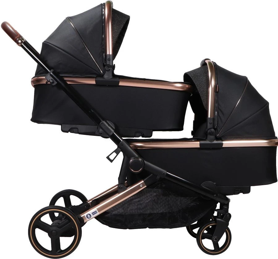 Ding Amigo Black/Rose Tweeling Kinderwagen Incl. 2 Autostoelen DI-191711 - Afbeelding 2