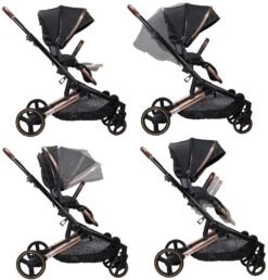 Ding Amigo Black/Rose Tweeling Kinderwagen Incl. 2 Autostoelen DI-191711 -Kleintje Wereld ding amigo black rose tweeling kinderwagen incl. 2 autostoelen di 191711 5