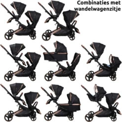 Ding Amigo Black/Rose Tweeling Kinderwagen Incl. 2 Autostoelen DI-191711 -Kleintje Wereld ding amigo black rose tweeling kinderwagen incl. 2 autostoelen di 191711 7