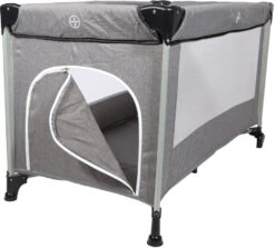 Ding Stripe Grey Melange Deluxe Campingbed DI-271804 -Kleintje Wereld ding campingbed deluxe grey luik03k