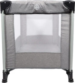 Ding Stripe Grey Melange Campingbed DI-271803 -Kleintje Wereld ding campingbed grey zijkantk