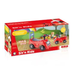 Dolu Sit 'n Ride Rood/Zwart Loopauto 8020 -Kleintje Wereld dolu sit n ride rood zwart loopauto 8020 verpakking
