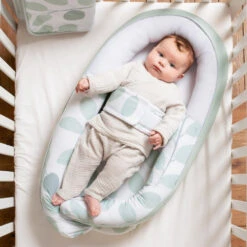 Doomoo Cocoon Leaves Aqua Green Babynest CO 08 -Kleintje Wereld doomoo cocoon leaves aqua green babynest co 08 3