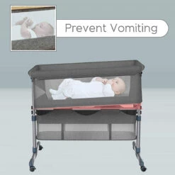 Eco Baby Donkergrijs Wieg Aan Bed FB5001 -Kleintje Wereld eco baby donkergrijs wieg aan bed fb5001 5 1