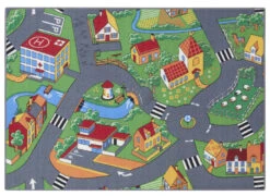 Kids Corner Hiking/Little Village 95x113 Cm Omkeerbaar Vloerkleed En Speelmat -Kleintje Wereld kids corner hiking little village 95x113 cm omkeerbaar vloerkleed en speelmat 3