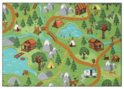 Kids Corner Hiking/Little Village 95x113 Cm Omkeerbaar Vloerkleed En Speelmat -Kleintje Wereld kids corner hiking little village 95x113 cm omkeerbaar vloerkleed en speelmat 4
