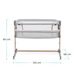 Kinderkraft Neste Air Grey-Wood Wieg Aan Bed KKLNEAIRGRY00W -Kleintje Wereld kinderkraft neste air grey wood wieg aan bed kklneairgry00w .8