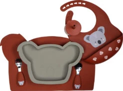 Tryco Koala Olive Gray Siliconen Bord TR-392817 -Kleintje Wereld koala dark rust silicone collection 03 3
