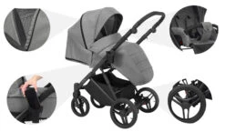 Kunert Lazzio Black Eco-Leather 2-in-1 Kinderwagen LAZ-11-BLACK -Kleintje Wereld kunert lazzio 2 in 1 kinderwagen laz 11 13